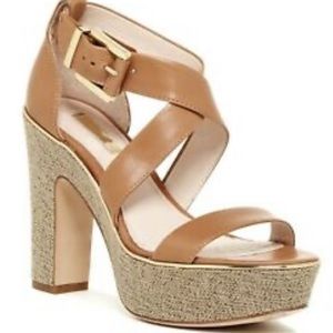Louise et Cie brown tan and gold wedge heels